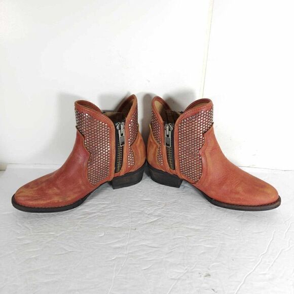 Corral Circle G Womens US7,5M Leather Orange Distressed Western Studded Booties - Picture 4 of 13